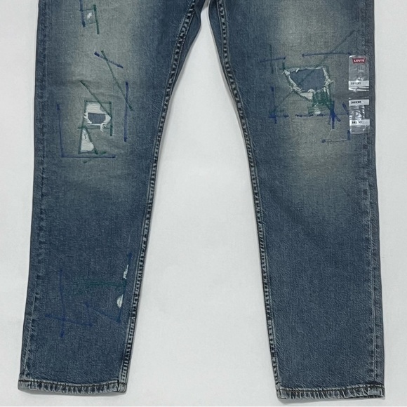 Levis 512 Slim Taper Denim Stretch Jean Distressed Torn Stitch Color - Picture 4 of 7